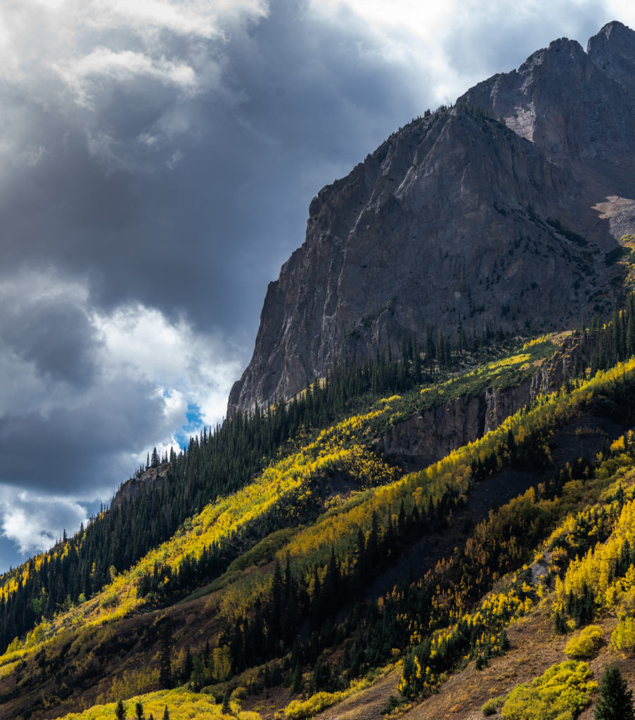 aspens lighting clouds crested butte colorado fall colors