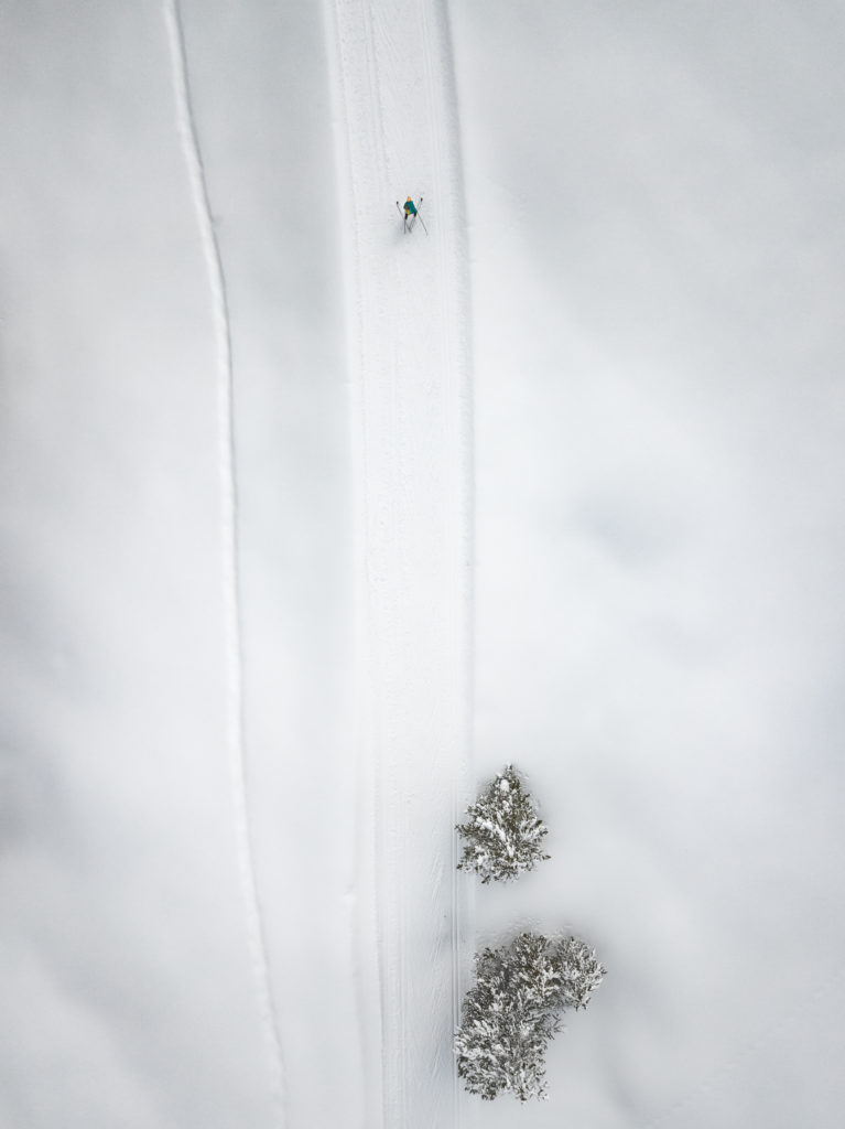 behind the lens winter drone photography ski mountaineering